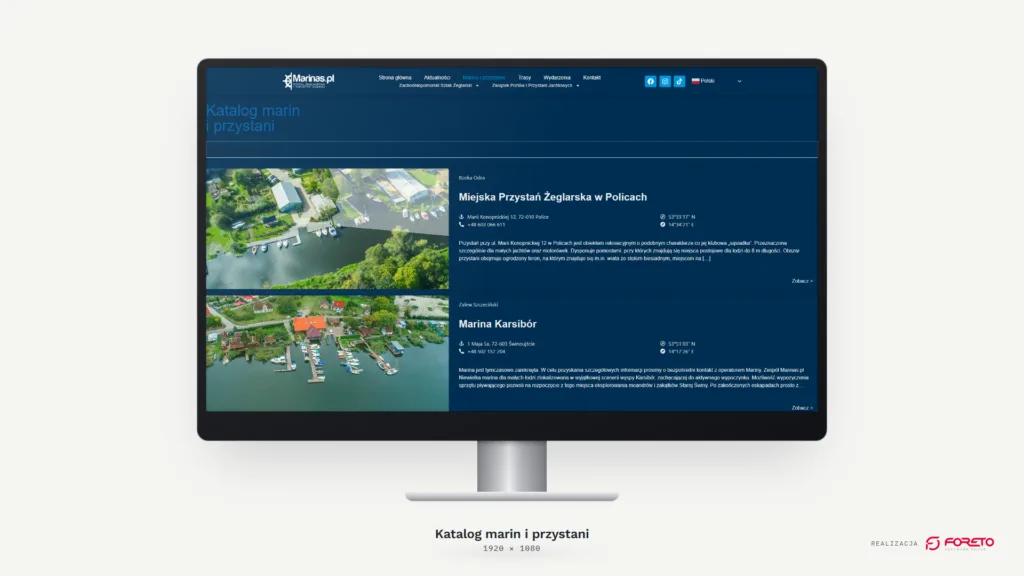 Marinas.pl — katalog marin i przystani na monitorze