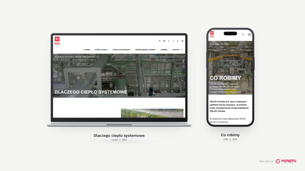 ORLEN Termika — strefa klienta na laptopie i oferta na telefonie